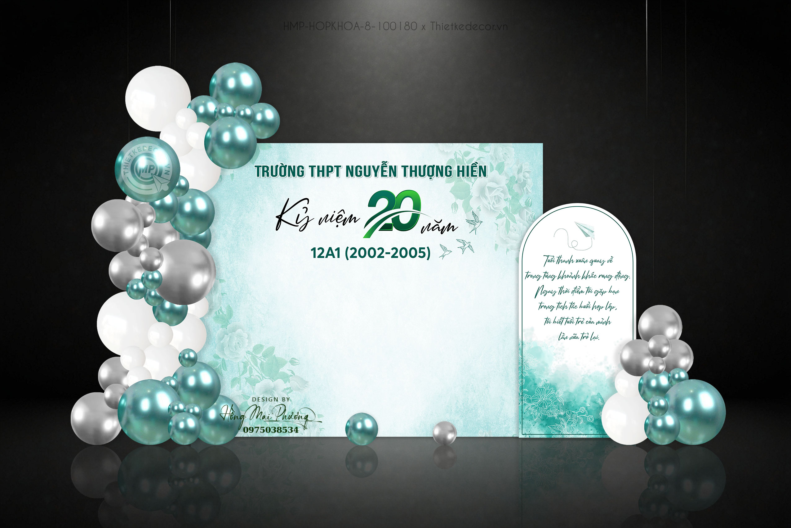 Backdrop họp lớp họp khóa tone xanh lá